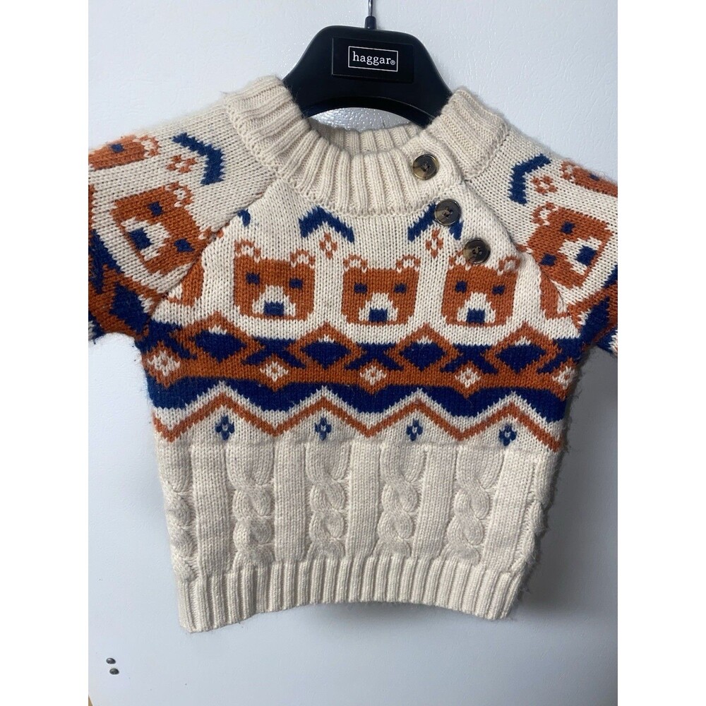 Bleached Brand‎ Teddy Bear Chunky Knit Button Christmas Warm Heavy Sweater